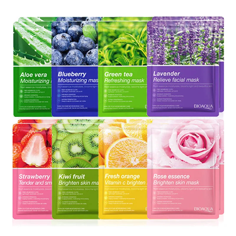 8-Piece Natural Plant Face Mask Set – Moisturizing, Firming & Hydrating Skincare