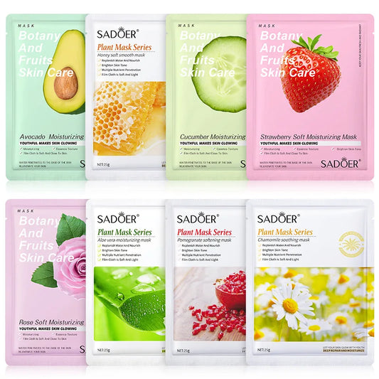 8-Piece Natural Plant Face Mask Set – Moisturizing, Firming & Hydrating Skincare