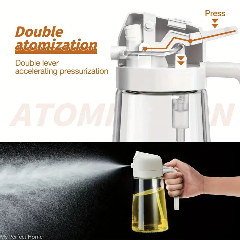 2-in-1 Oil Sprayer & Dispenser Bottle – 500ml Refillable Kitchen Cruet for Cooking & BBQ