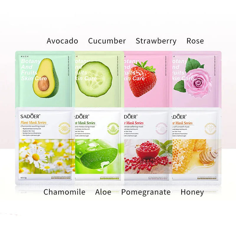 8-Piece Natural Plant Face Mask Set – Moisturizing, Firming & Hydrating Skincare