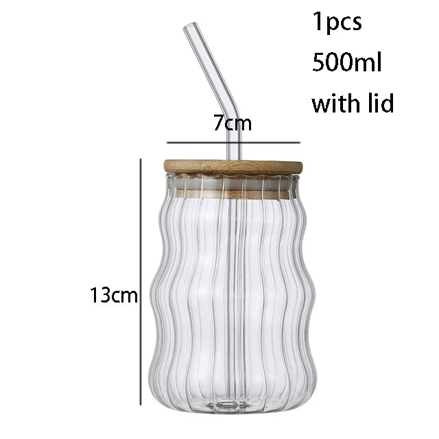 Eco-Friendly Glass Smoothie Tumblers with Lid & Straw (500ml)