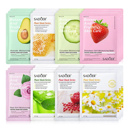 8-Piece Natural Plant Face Mask Set – Moisturizing, Firming & Hydrating Skincare