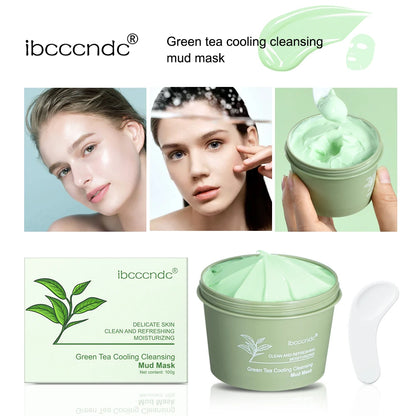 Green Tea Mud Mask – Deep Pore Cleansing, Oil Control & Hydrating Face Care (100g)