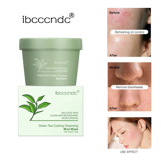 Green Tea Mud Mask – Deep Pore Cleansing, Oil Control & Hydrating Face Care (100g)