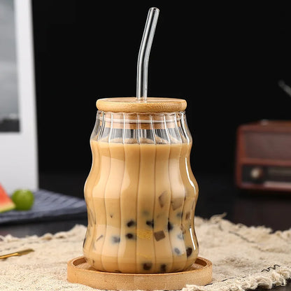 Eco-Friendly Glass Smoothie Tumblers with Lid & Straw (500ml)