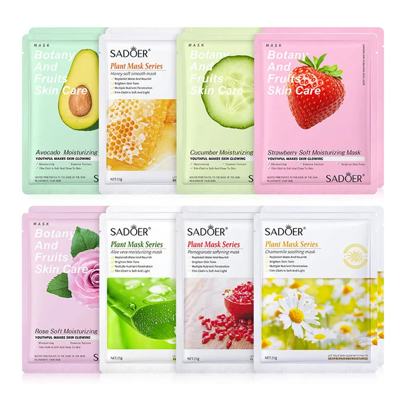 8-Piece Natural Plant Face Mask Set – Moisturizing, Firming & Hydrating Skincare