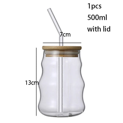 Eco-Friendly Glass Smoothie Tumblers with Lid & Straw (500ml)