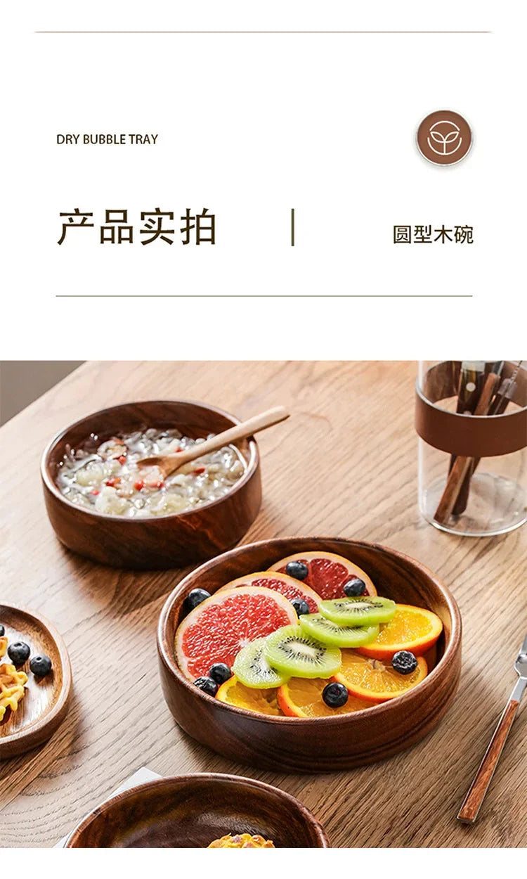 Solid wood bowl Walnut Boat Bowl Creative wooden salad bowl Fruit bowl Vintage storage home kitchen utensils
