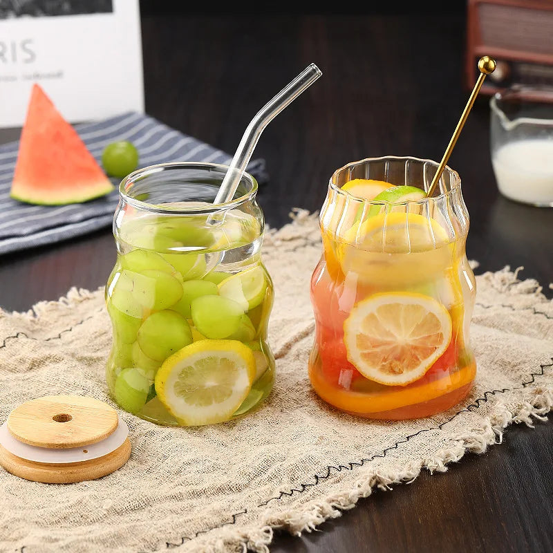 Eco-Friendly Glass Smoothie Tumblers with Lid & Straw (500ml)