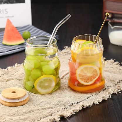 Eco-Friendly Glass Smoothie Tumblers with Lid & Straw (500ml)