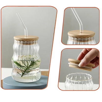 Eco-Friendly Glass Smoothie Tumblers with Lid & Straw (500ml)