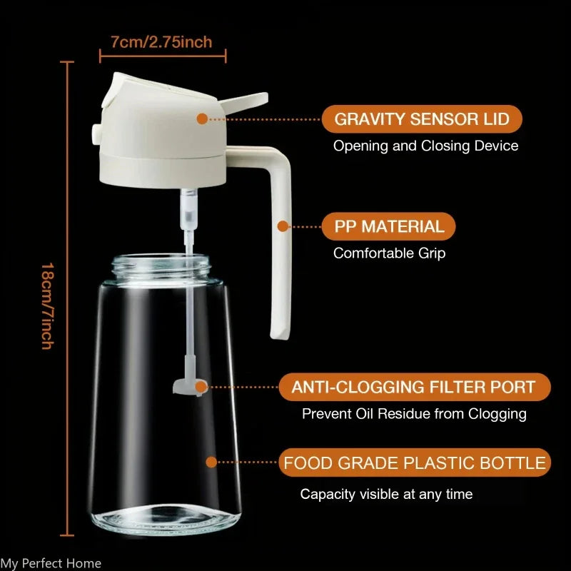 2-in-1 Oil Sprayer & Dispenser Bottle – 500ml Refillable Kitchen Cruet for Cooking & BBQ