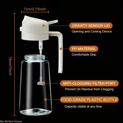 2-in-1 Oil Sprayer & Dispenser Bottle – 500ml Refillable Kitchen Cruet for Cooking & BBQ