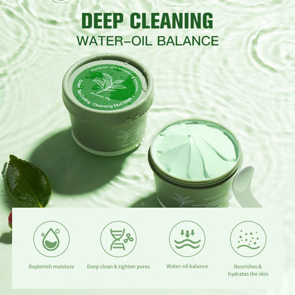 Green Tea Mud Mask – Deep Pore Cleansing, Oil Control & Hydrating Face Care (100g)